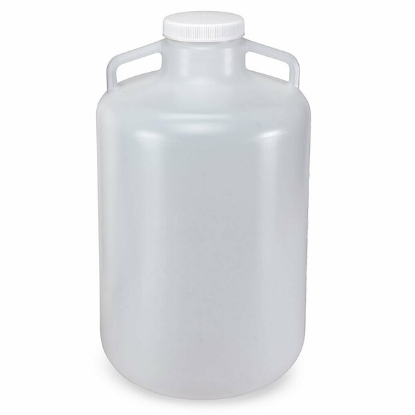 Globe Scientific Carboys, Round with Handles, Wide Mouth, PP, White PP Screwcap, 20 Liter, Molded Graduations 7210020